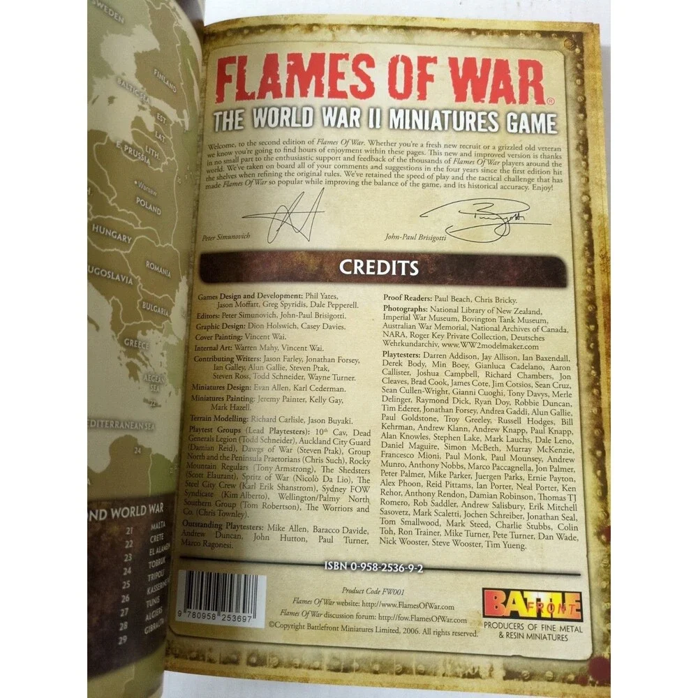 Lot Of (2) Flames Of War World War II Hardcover And Softcover Rulebooks